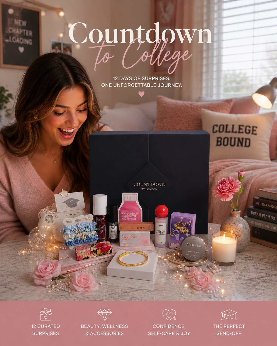 College Box for Girl | Countdown by London | Unique 12-Day Celebration Gift