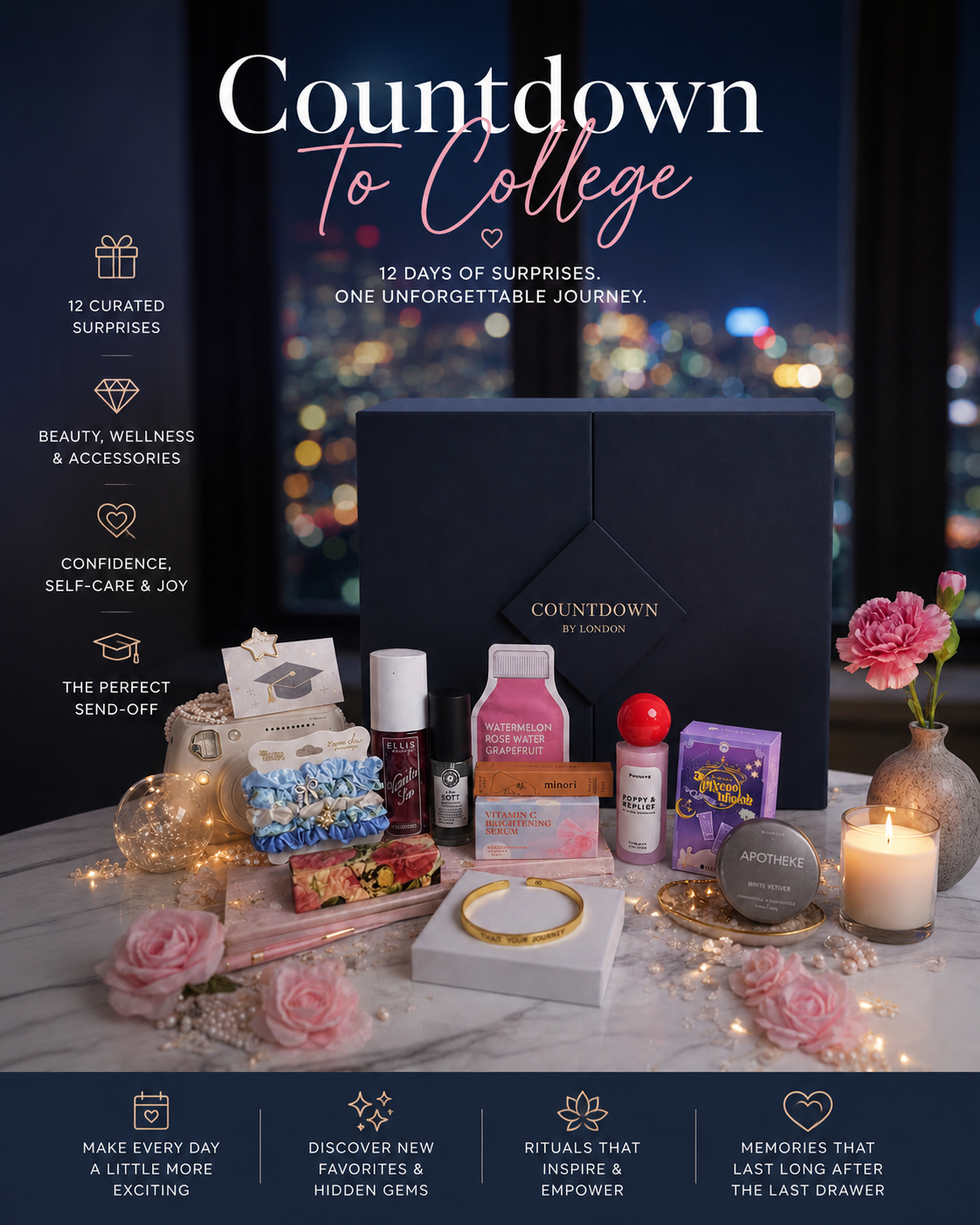 College Box for Girl | Countdown by London | Unique 12-Day Celebration Gift